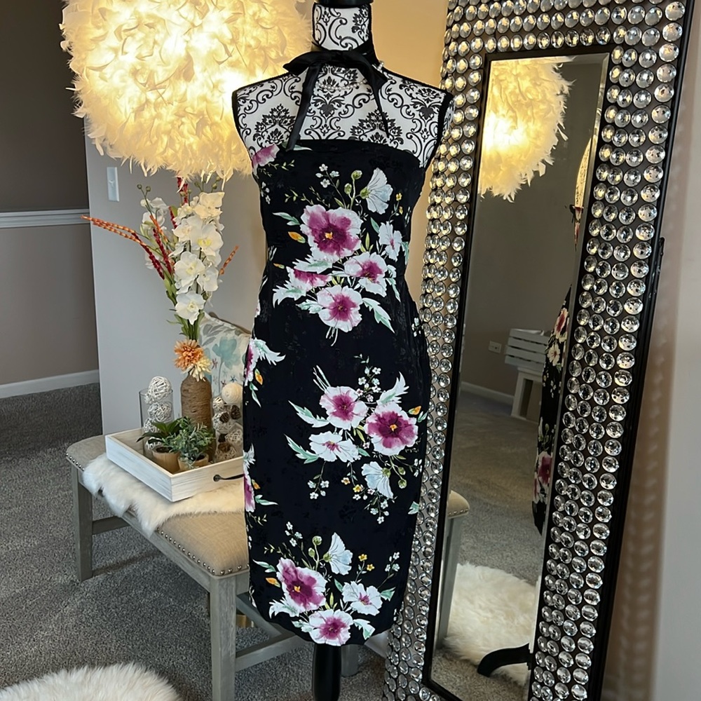 Express floral midi dress with slit, size small